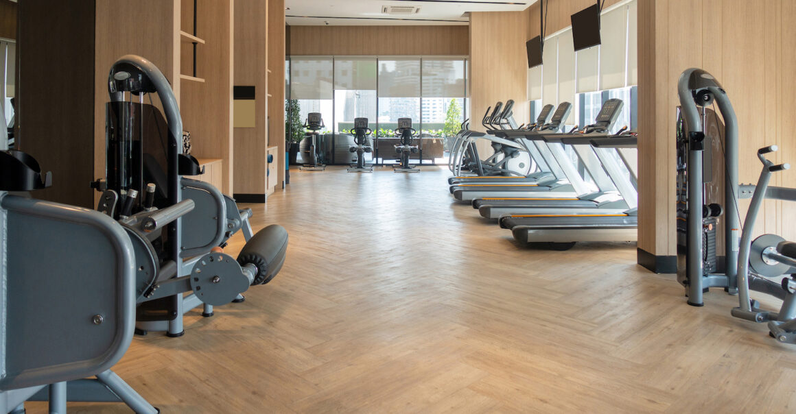 Modern fitness center with gym equipment